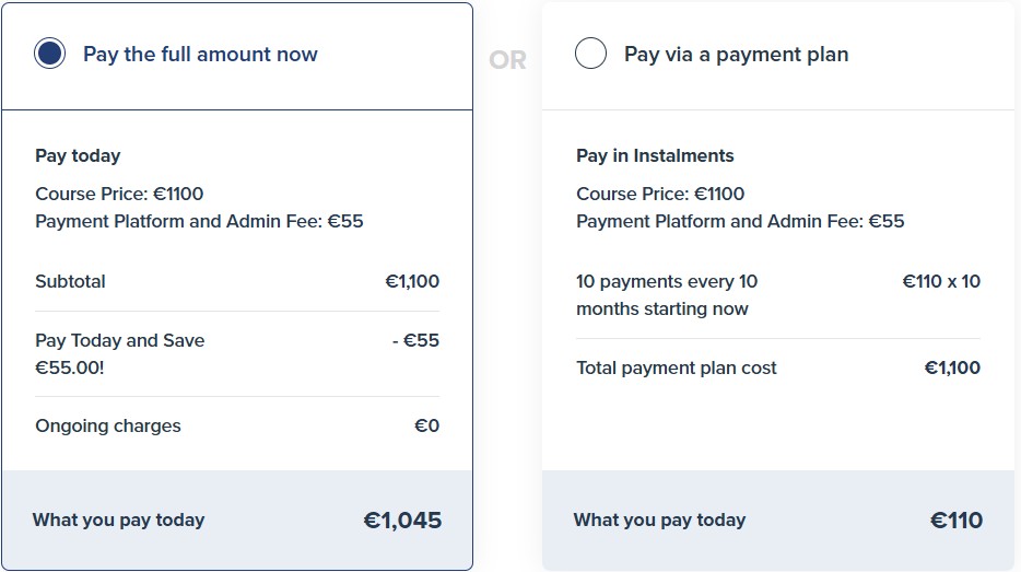 5M4339 LO DHC – Healthcare Support Major Award – Live and Online pricing plans